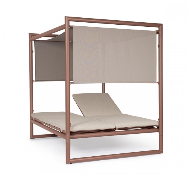 BIZZOTTO Dvoumístné zahradní lehátko KONNOR hnědé