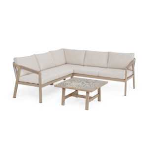 BIZZOTTO Zahradní set rohové pohovky a stolku KALIMERA světlý