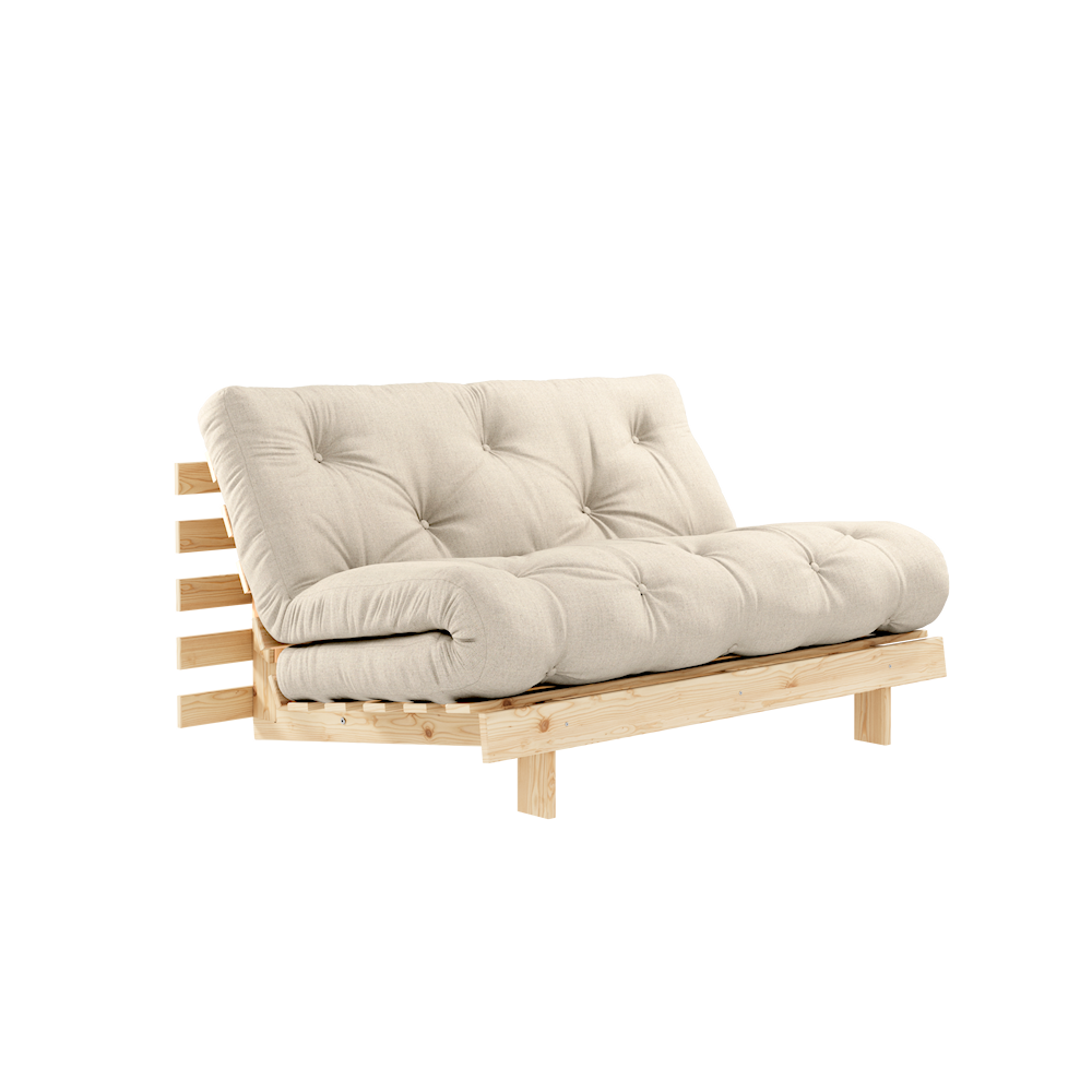 KARUP DESIGN Lněná rozkládací pohovka ROOTS s konstrukcí ze světlého dřeva 140x200 cm
