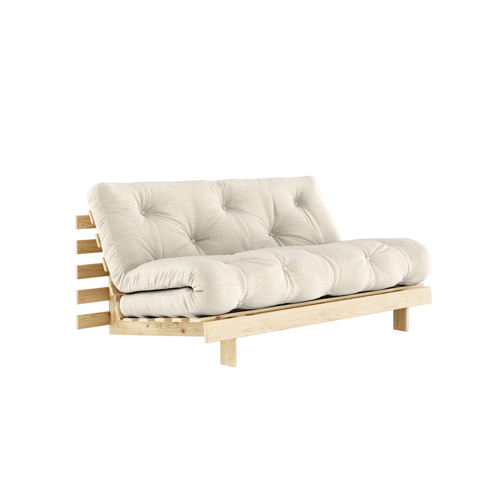 KARUP DESIGN Lněná rozkládací pohovka ROOTS s konstrukcí ze světlého dřeva 160x200 cm