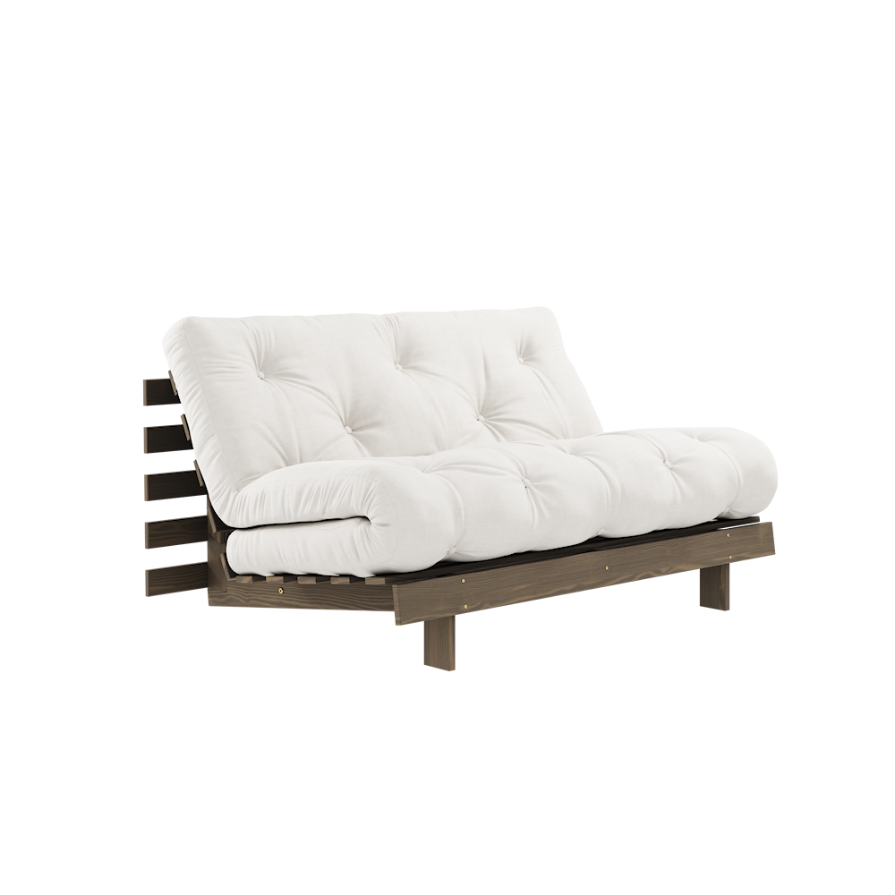 KARUP DESIGN Přírodní rozkládací pohovka ROOTS s konstrukcí z tmavě hnědého dřeva 140x200 cm