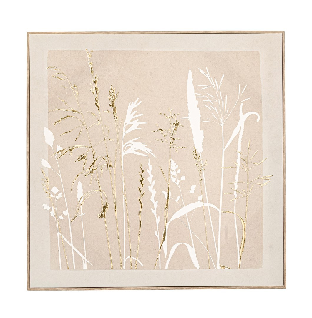 BIZZOTTO Obraz v rámu 60 x 60 cm béžový s reliéfními detaily