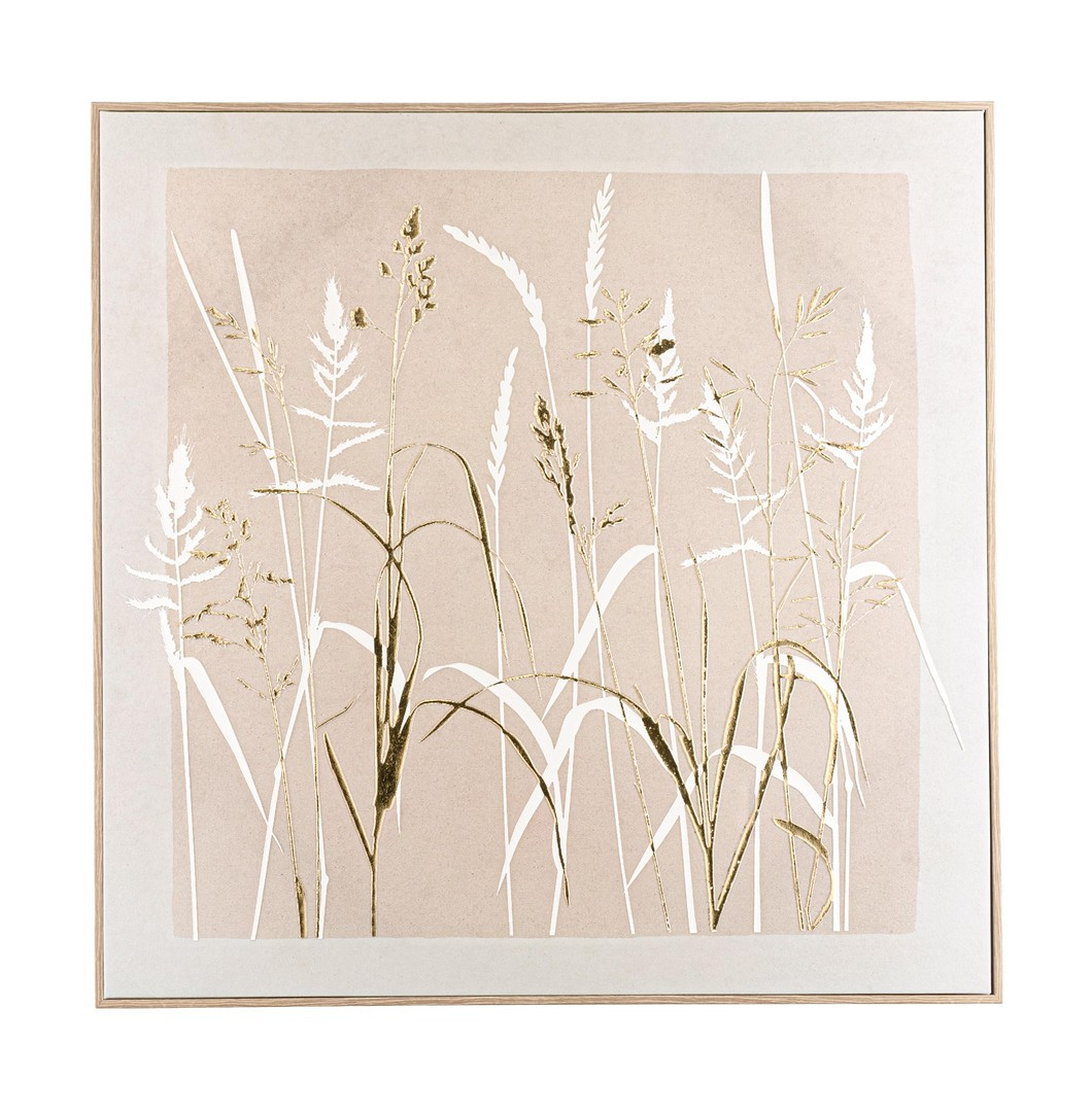 BIZZOTTO Obraz v rámu 60 x 60 cm béžový s lučními motivy