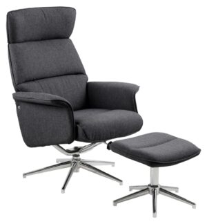 ACTONA Polohovací křeslo s podnožkou ALURA tmavě šedé