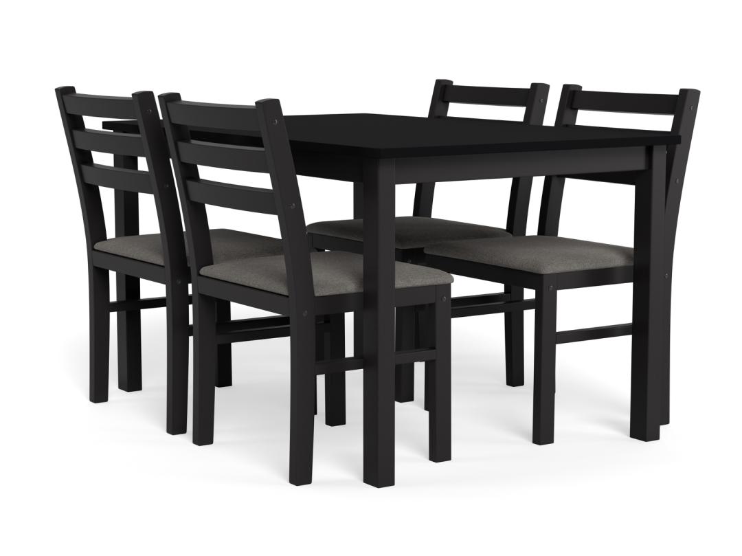 ACTONA Jídelní set stolu a čtyř židlí ALICANTE černý 110x70 cm